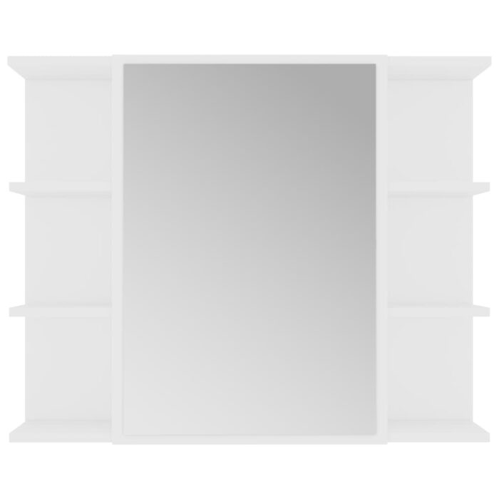 Armoire à miroir de salle de bain Blanc Bois d’ingénierie – Image 6