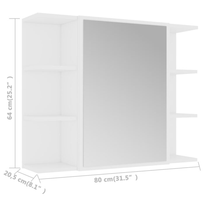 Armoire à miroir de salle de bain Blanc Bois d’ingénierie – Image 8