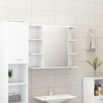 Armoire à miroir de salle de bain Blanc Bois d’ingénierie