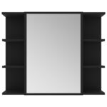 Armoire à miroir de salle de bain Noir Bois d’ingénierie – Image 6