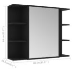 Armoire à miroir de salle de bain Noir Bois d’ingénierie – Image 8