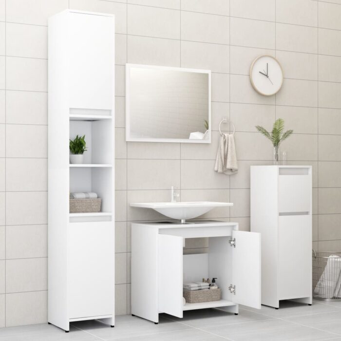 Armoire de salle de bain Blanc 60x33x61 cm Bois d'ingénierie – Image 4