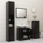 Armoire de salle de bain noir 60x33x61 cm Bois d'ingénierie – Image 4
