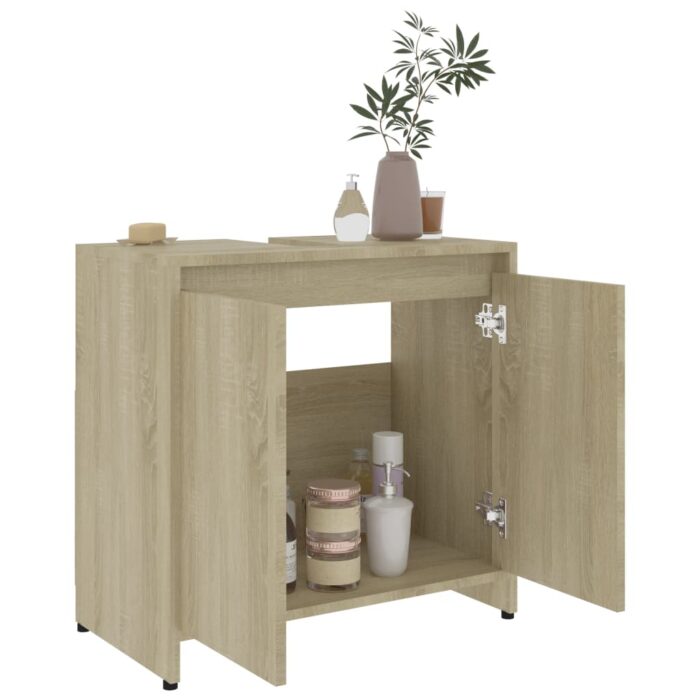 Armoire de salle de bain Chêne sonoma Bois d'ingénierie – Image 2