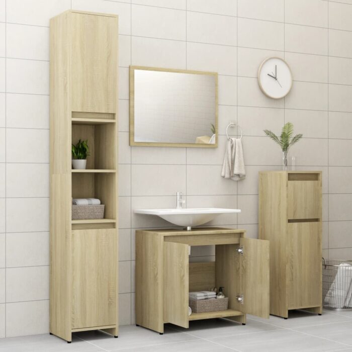 Armoire de salle de bain Chêne sonoma Bois d'ingénierie – Image 4
