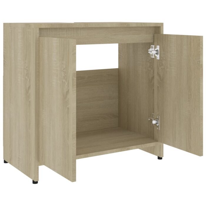 Armoire de salle de bain Chêne sonoma Bois d'ingénierie – Image 5