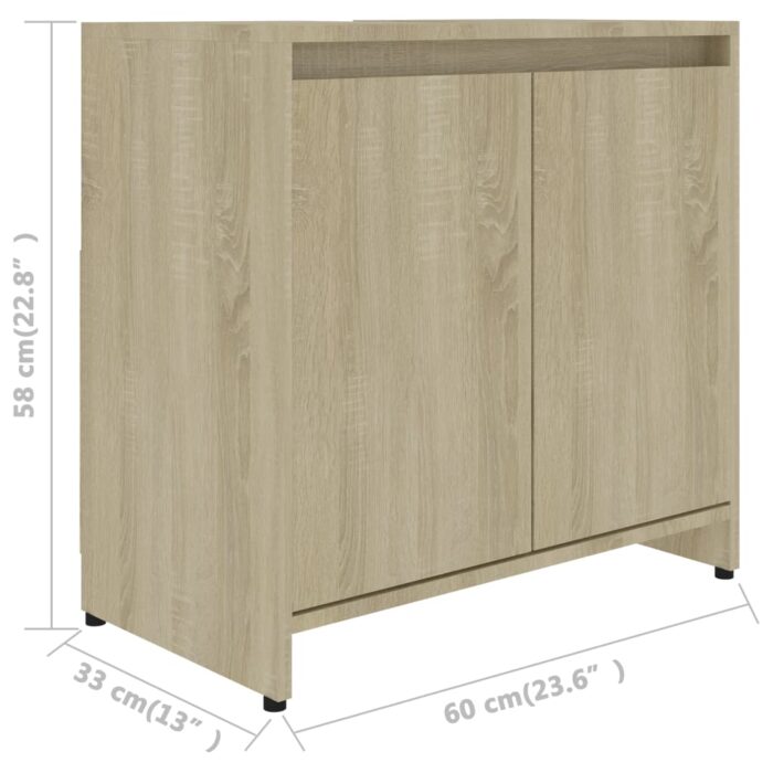 Armoire de salle de bain Chêne sonoma Bois d'ingénierie – Image 9