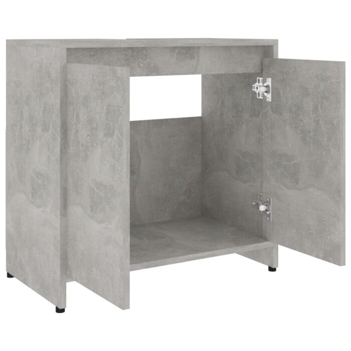 Armoire de salle de bain Gris béton 60x33x61 cm Bois ingénierie – Image 5