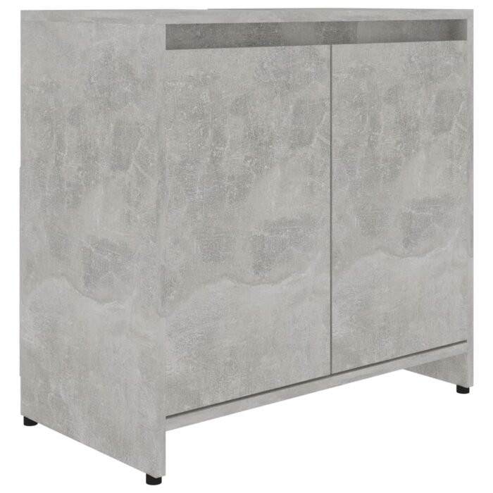 Armoire de salle de bain Gris béton 60x33x61 cm Bois ingénierie – Image 8