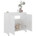 Armoire de salle de bain Blanc brillant Bois d'ingénierie – Image 2