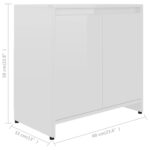 Armoire de salle de bain Blanc brillant Bois d'ingénierie – Image 5