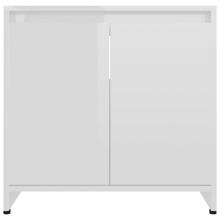 Armoire de salle de bain Blanc brillant Bois d'ingénierie – Image 7