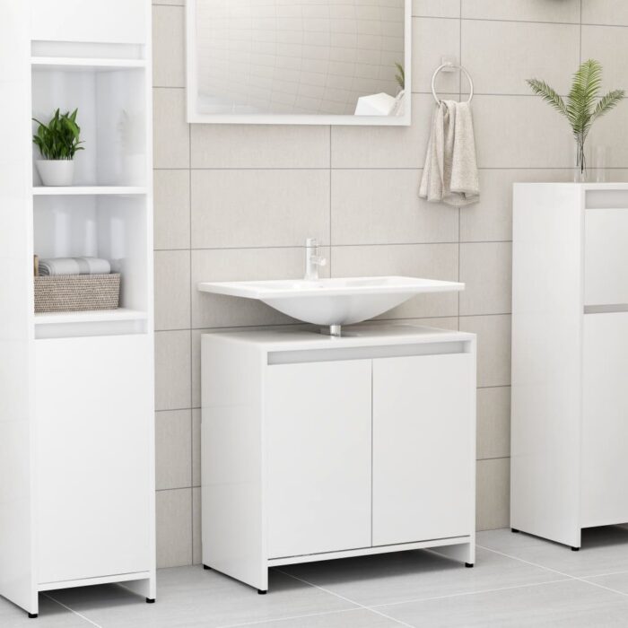 VXL8720286015957_m_en_hd_1.jpg Armoire de salle de bain Blanc brillant Bois d'ingénierie – Image 1