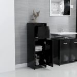 Armoire de salle de bain Noir 30x30x95 cm Bois d'ingénierie – Image 2