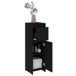 Armoire de salle de bain Noir 30x30x95 cm Bois d'ingénierie – Image 3