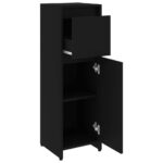 Armoire de salle de bain Noir 30x30x95 cm Bois d'ingénierie – Image 4
