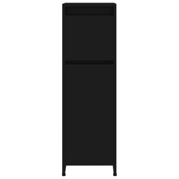 Armoire de salle de bain Noir 30x30x95 cm Bois d'ingénierie – Image 5