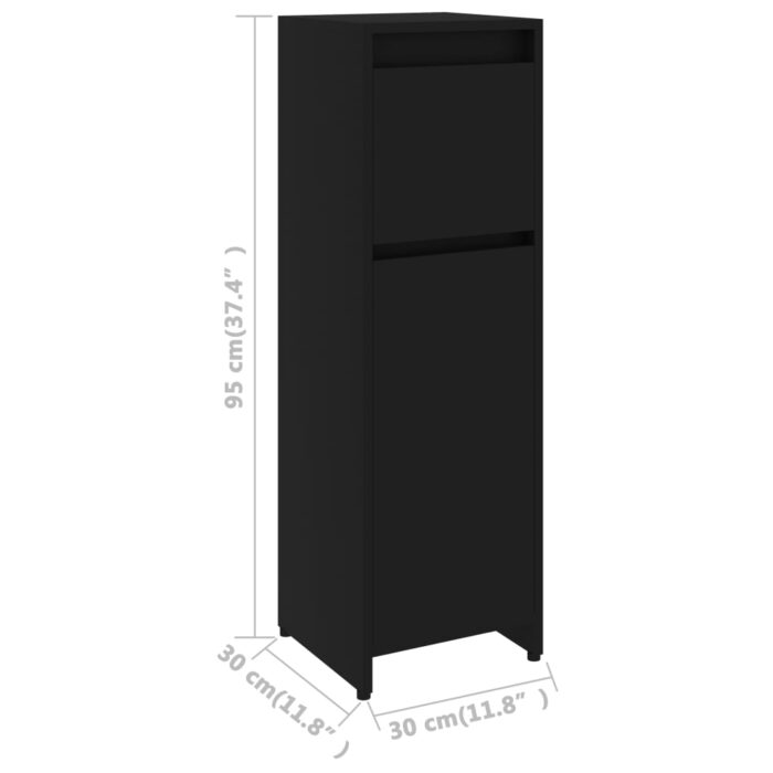Armoire de salle de bain Noir 30x30x95 cm Bois d'ingénierie – Image 7