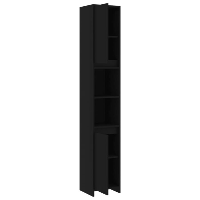 Armoire de salle de bain Noir 30x30x183,5 cm Bois d'ingénierie – Image 3