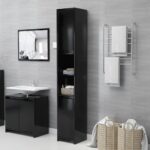 Armoire de salle de bain Noir 30x30x183,5 cm Bois d'ingénierie