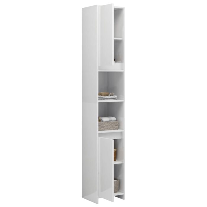 Armoire de salle de bain Blanc brillant Bois d'ingénierie – Image 2