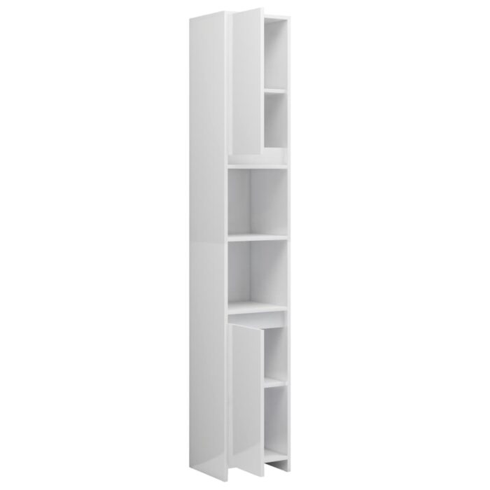 Armoire de salle de bain Blanc brillant Bois d'ingénierie – Image 4