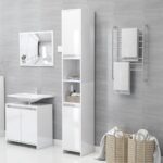 Armoire de salle de bain Blanc brillant Bois d'ingénierie