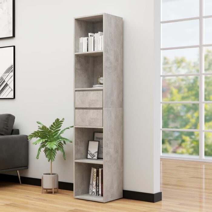 VXL8720286016657_m_en_hd_1.jpg Bibliothèque Gris béton 36x30x171 cm Bois d'ingénierie – Image 1
