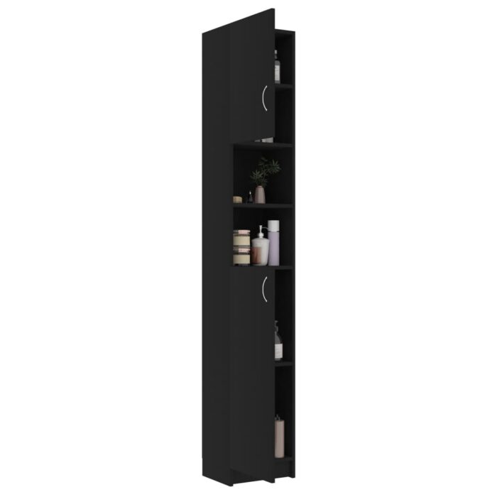 Armoire de salle de bain Noir 32x25,5x190 cm Bois d'ingénierie – Image 3