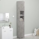 Armoire salle de bain Gris béton 32x25,5x190 cm Bois ingénierie – Image 2