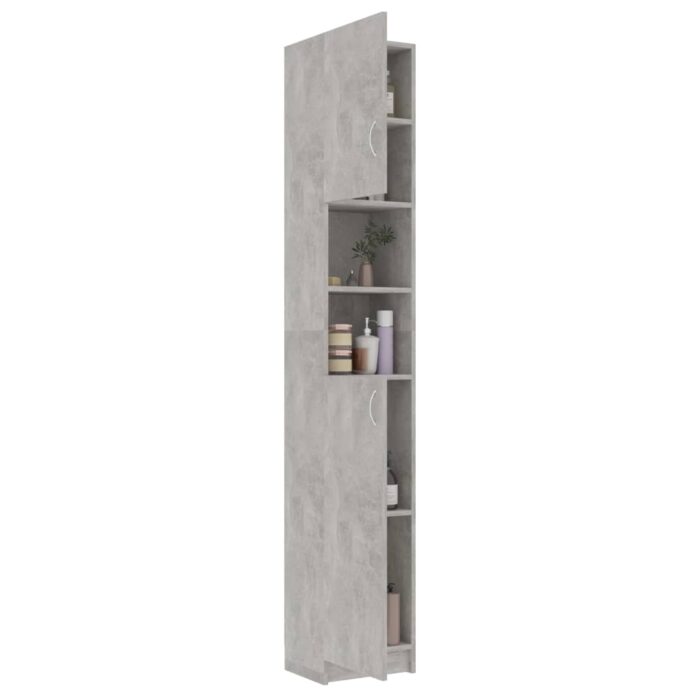 Armoire salle de bain Gris béton 32x25,5x190 cm Bois ingénierie – Image 3