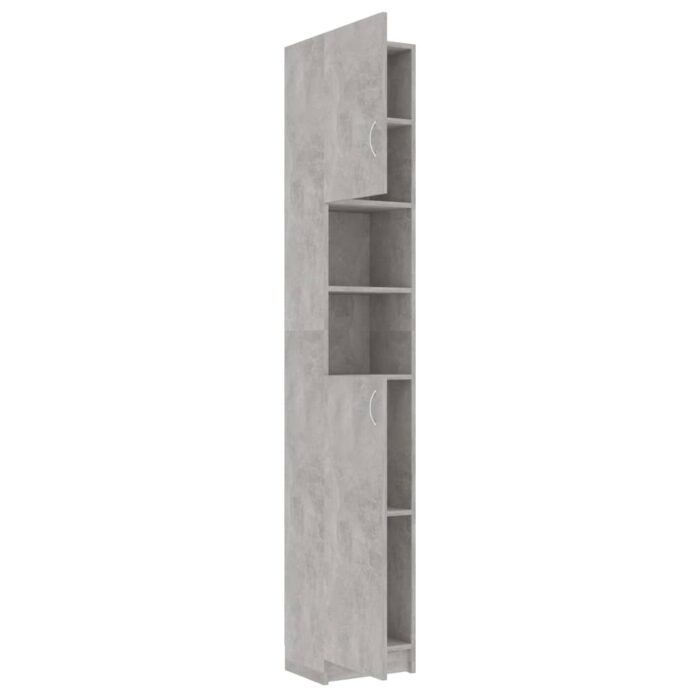 Armoire salle de bain Gris béton 32x25,5x190 cm Bois ingénierie – Image 4