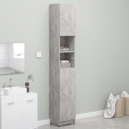 Armoire salle de bain Gris béton 32x25,5x190 cm Bois ingénierie