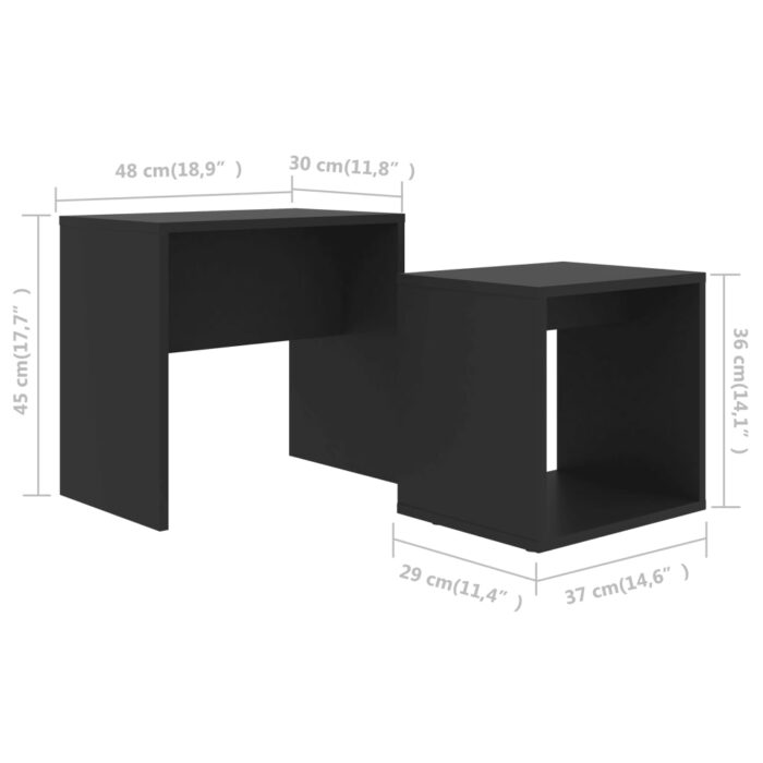 Ensemble de table basse Noir 48x30x45 cm Bois d'ingénierie – Image 4