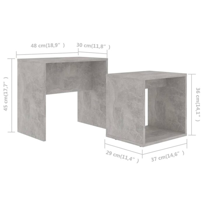 Ensemble de table basse Gris béton 48x30x45 cm Bois ingénierie – Image 4