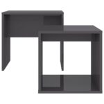 Ensemble de table basse Gris brillant Bois d'ingénierie – Image 2