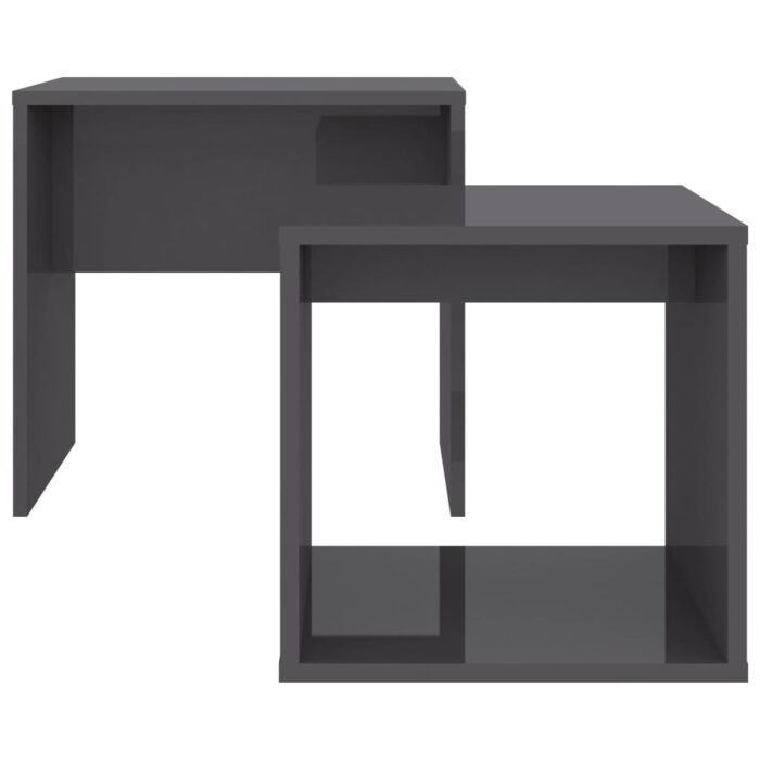 Ensemble de table basse Gris brillant Bois d'ingénierie – Image 2