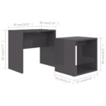 Ensemble de table basse Gris brillant Bois d'ingénierie – Image 4