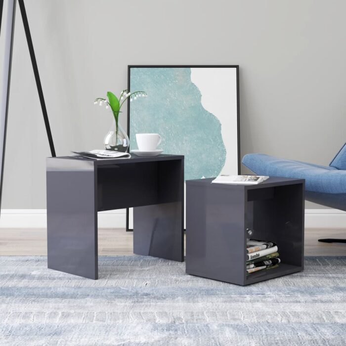 VXL8720286016879_m_en_hd_1.jpg Ensemble de table basse Gris brillant Bois d'ingénierie – Image 1