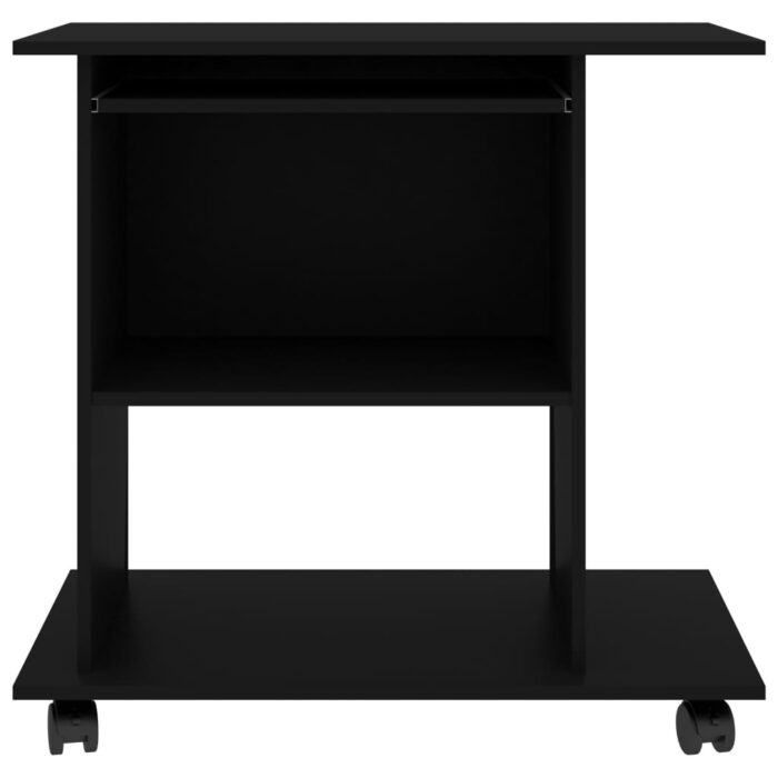 Bureau d'ordinateur Noir 80x50x75 cm Bois d'ingénierie – Image 2