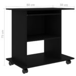 Bureau d'ordinateur Noir 80x50x75 cm Bois d'ingénierie – Image 4