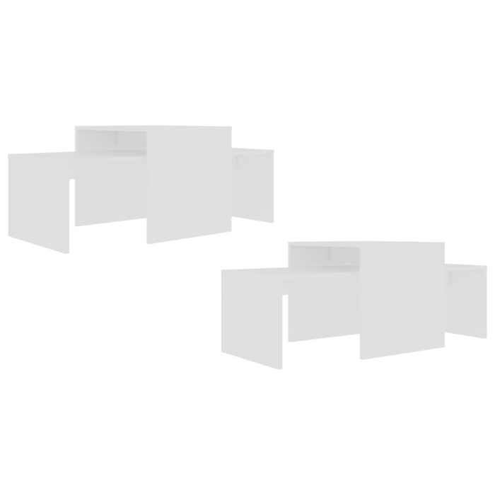 Ensemble de tables basses Blanc 100x48x40 cm bois d’ingénierie – Image 3