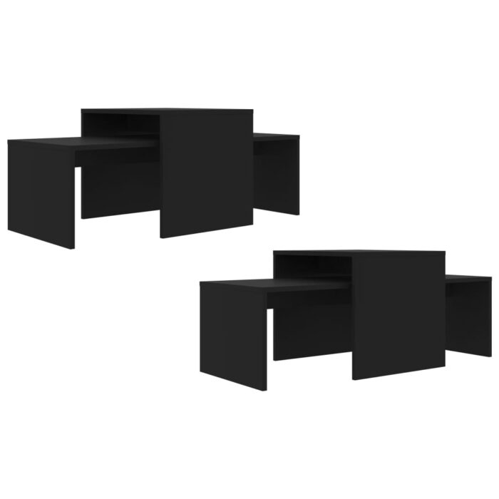 Ensemble de tables basses Noir 100x48x40 cm bois d’ingénierie – Image 3