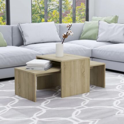 Ensemble de tables basses Chêne sonoma bois d’ingénierie