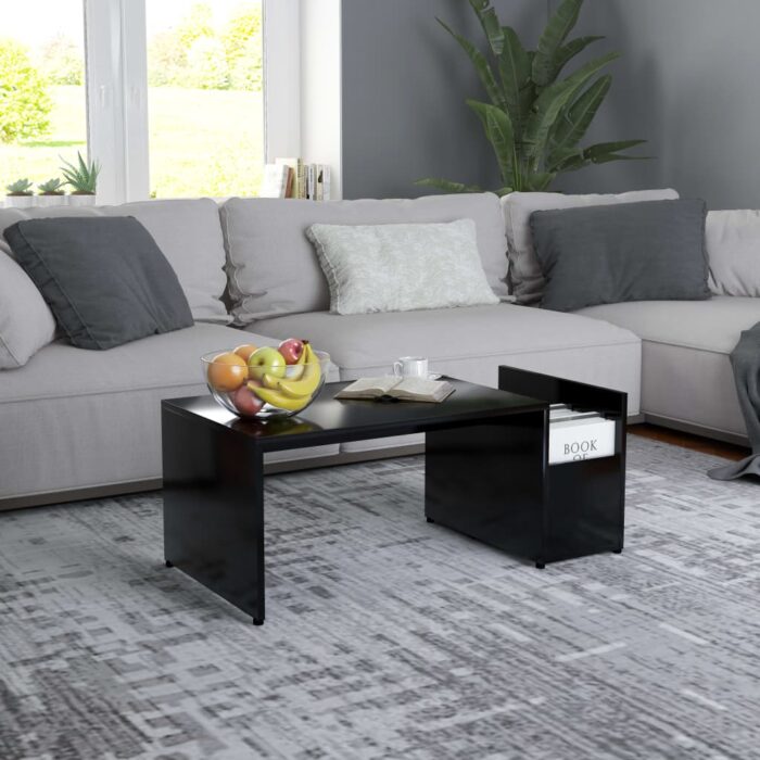 Table basse Noir 90x45x35 cm bois d’ingénierie – Image 1