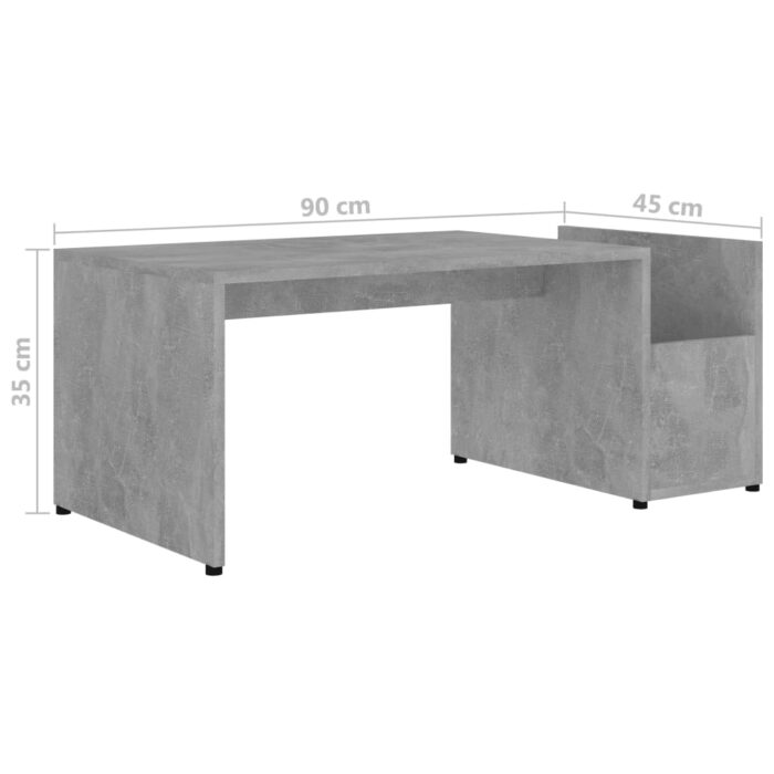 Table basse Gris béton 90x45x35 cm bois d’ingénierie – Image 4