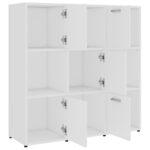 Bibliothèque Blanc 90x30x90 cm Bois d’ingénierie – Image 3