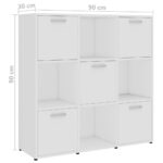 Bibliothèque Blanc 90x30x90 cm Bois d’ingénierie – Image 6