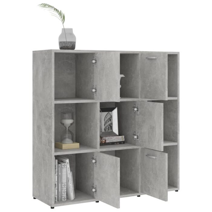 Bibliothèque Gris béton 90x30x90 cm Bois d’ingénierie – Image 2