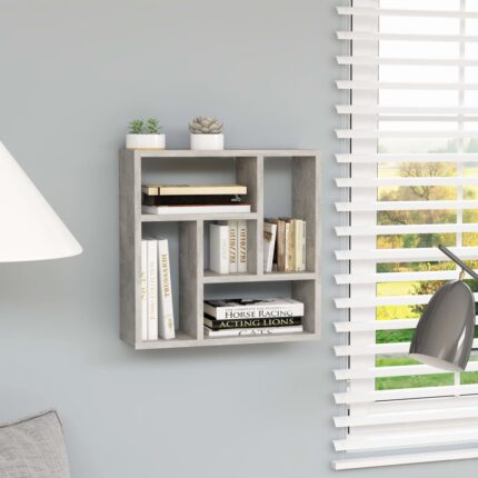 Étagère murale Gris béton 45,1x16x45,1 cm Bois d’ingénierie